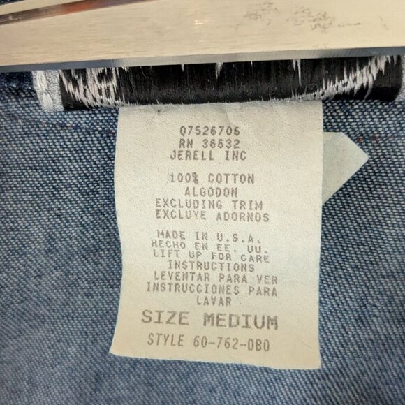 STONEBRIDGE Vintage Blue Denim & Floral Orange Sleeveless Button Vest; Size M - Picture 4 of 5